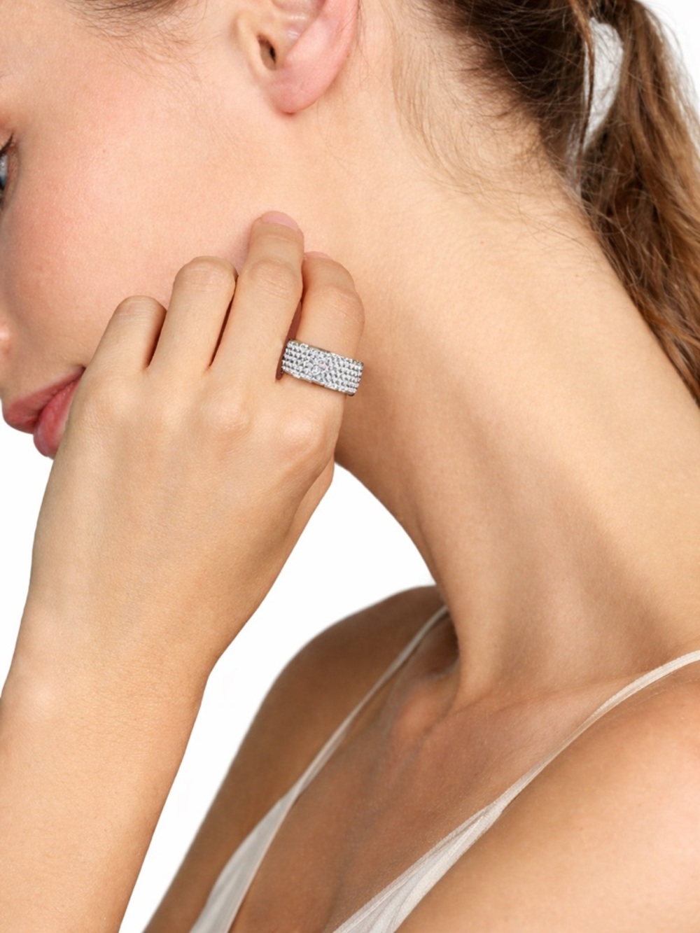 Sparkling Cubic Zirconia Band Ring in Never Fade Stainless Steel